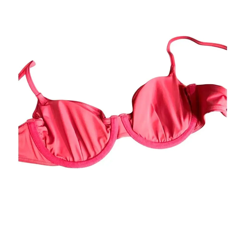 Andie Swimwear Womens Size Large Deep Pink The Bermuda Bikini Top Underwire NWOT